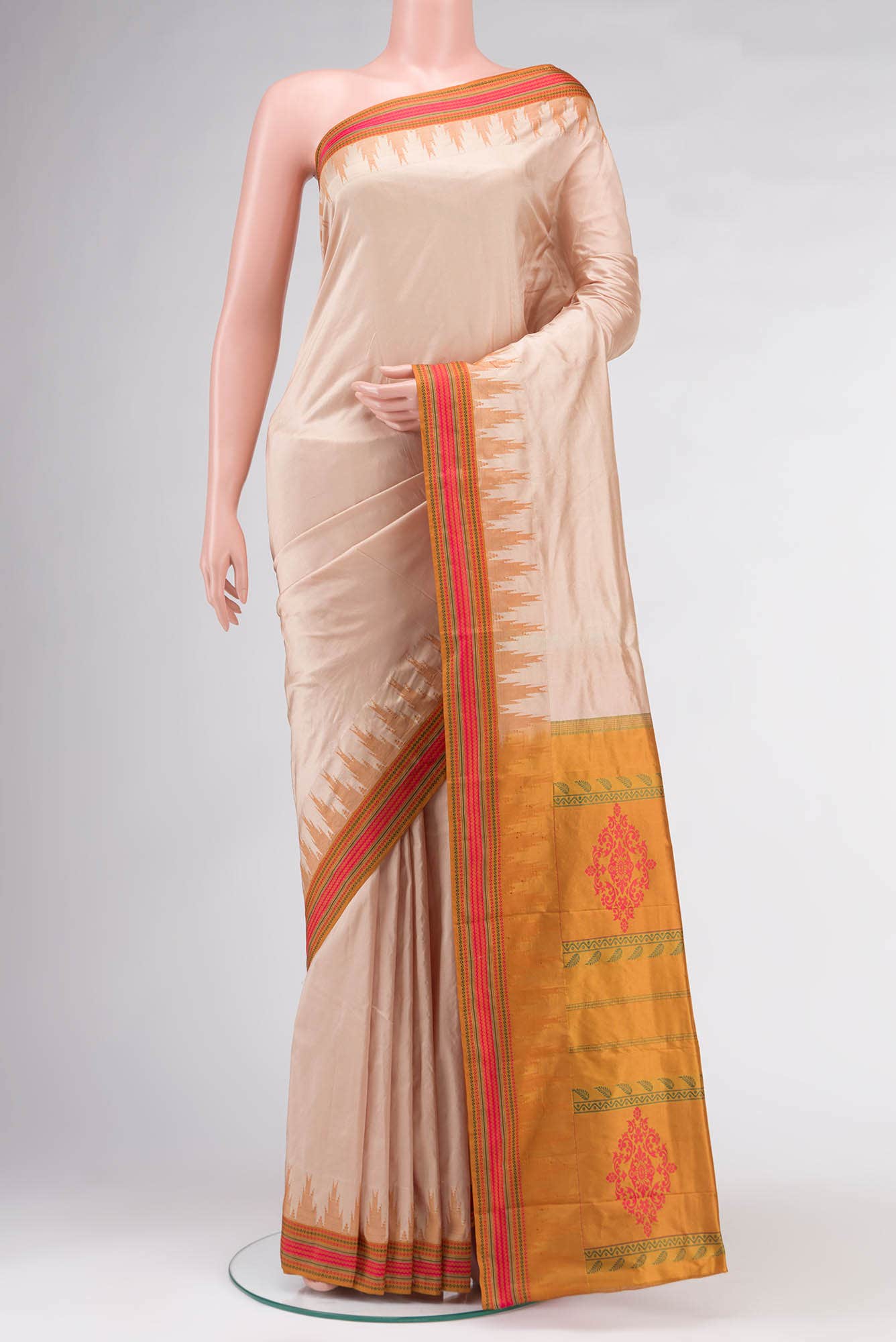 Beige Bangalore Silk Saree