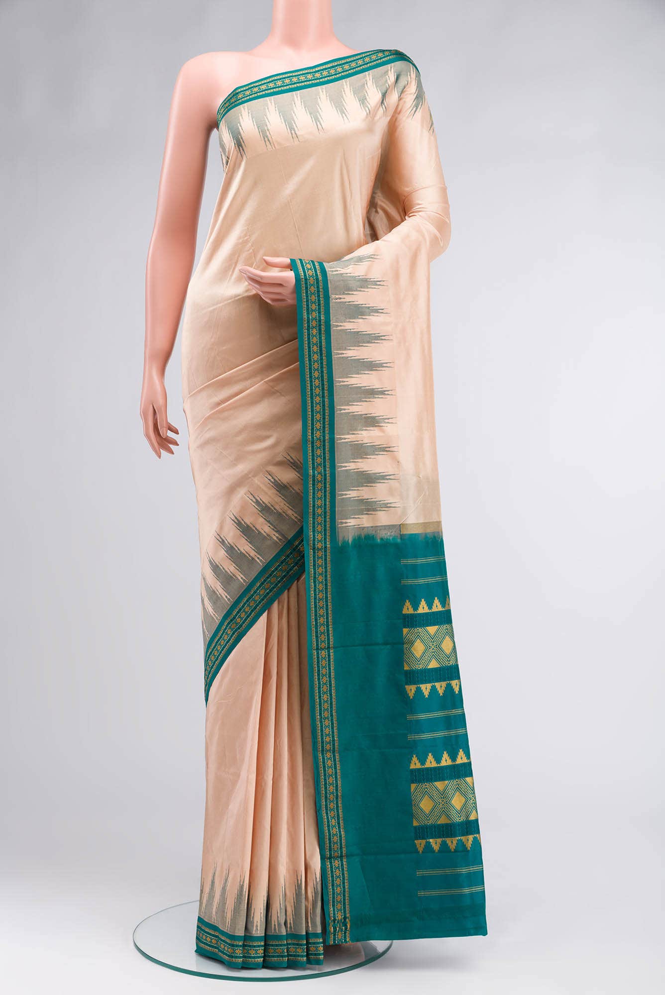 Beige Bangalore Silk Saree