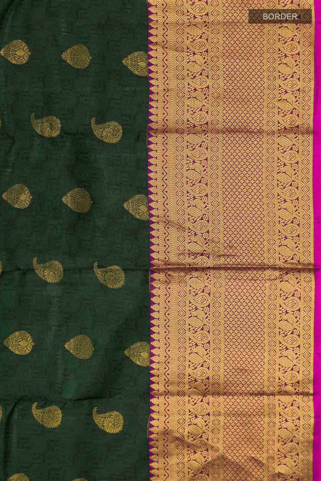 Bottle Green Kanchipuram Silk Saree