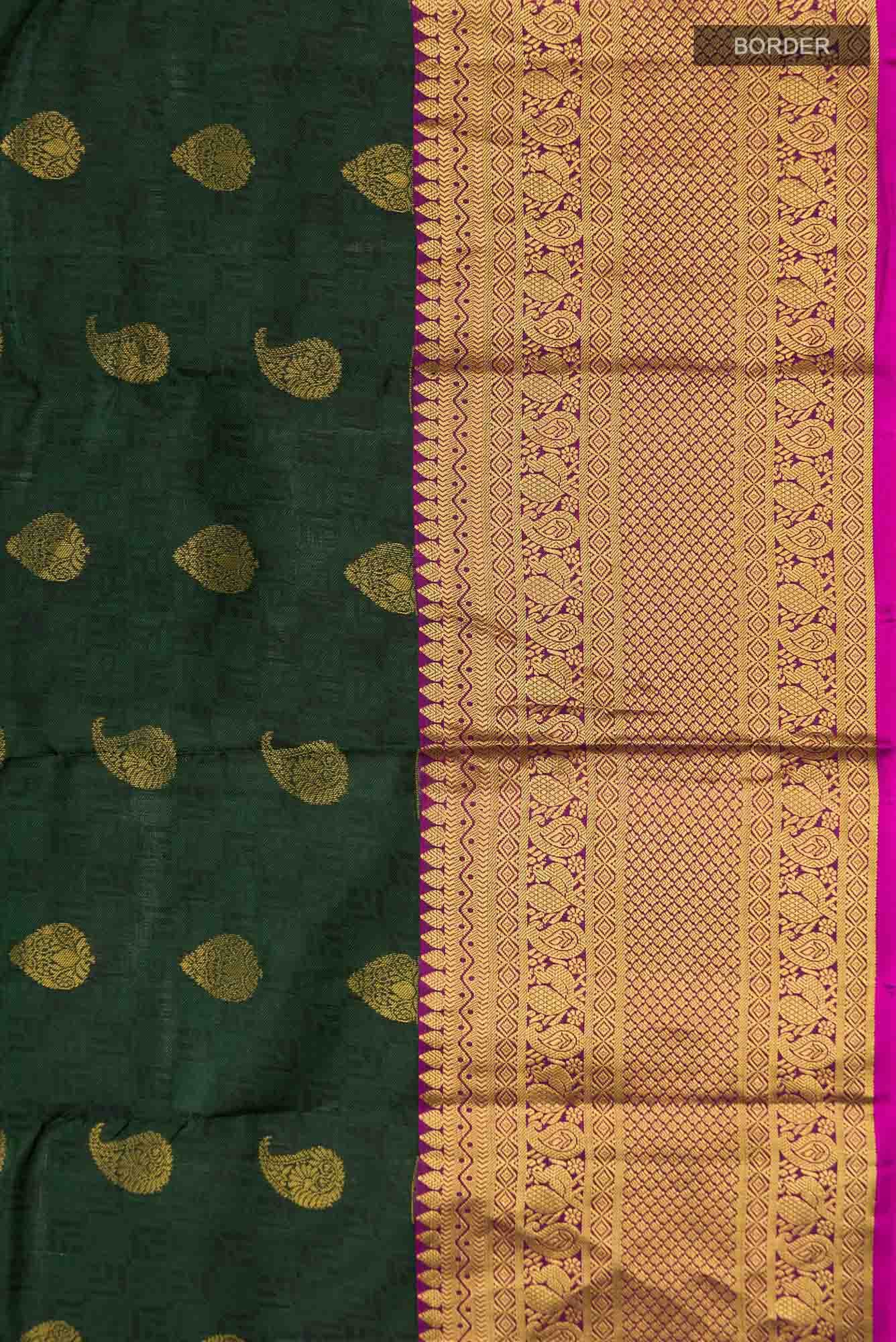 Bottle Green Kanchipuram Silk Saree