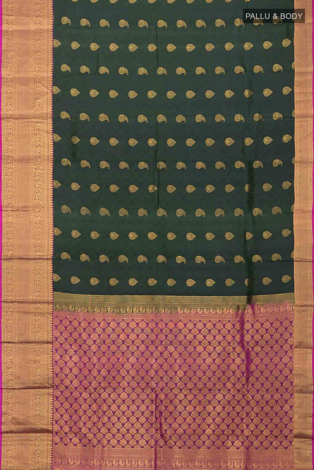 Bottle Green Kanchipuram Silk Saree