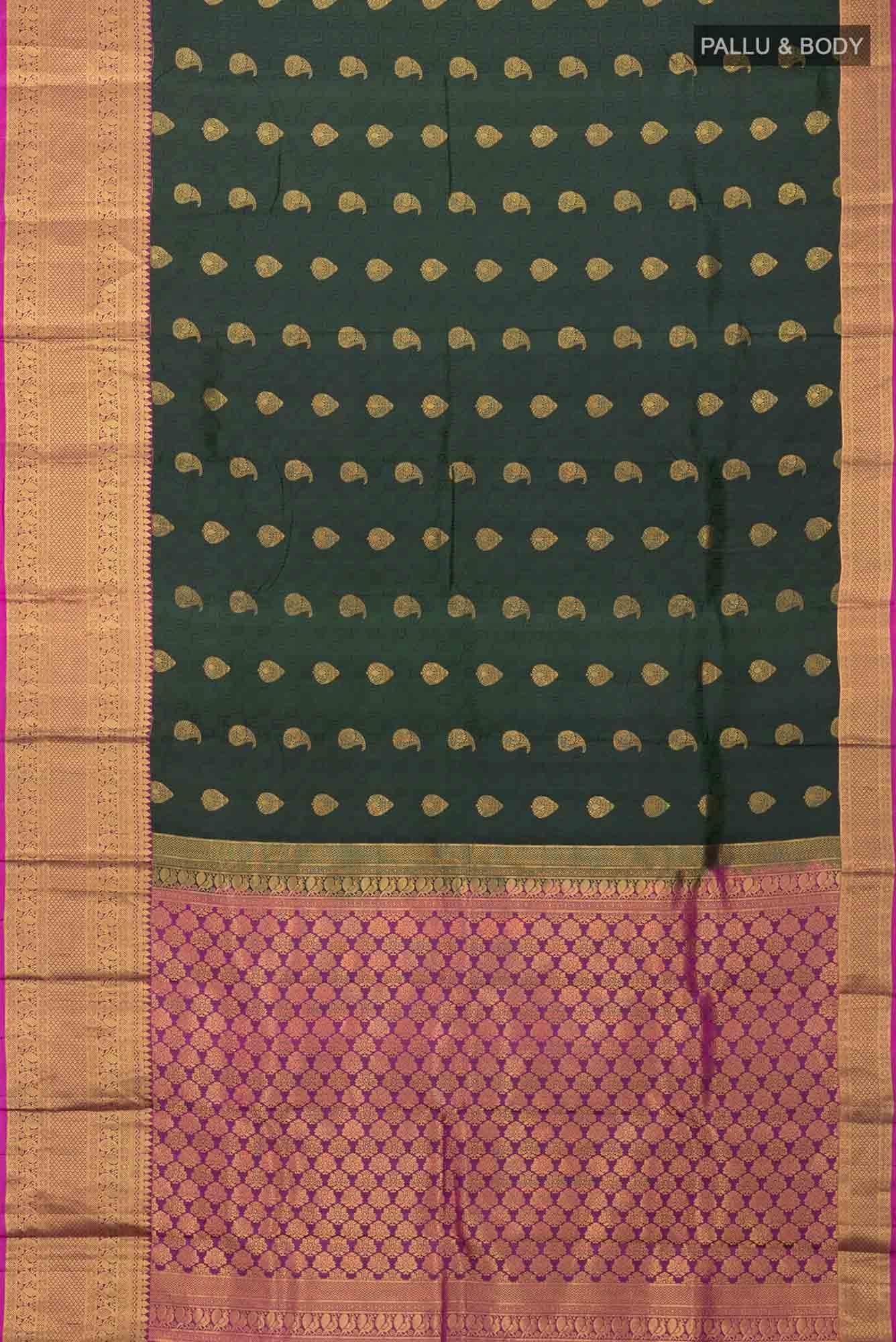 Bottle Green Kanchipuram Silk Saree
