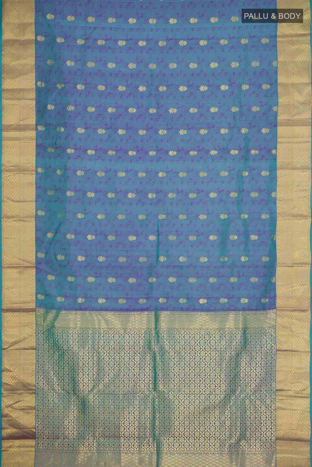 Blue with Purple Dual Tone Kanchipuram Silk Saree