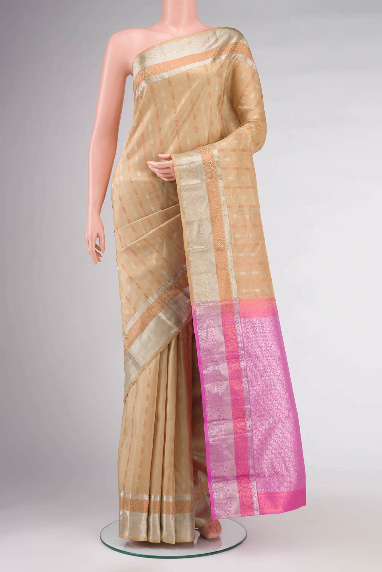 Beige Kanchipuram Silk Saree