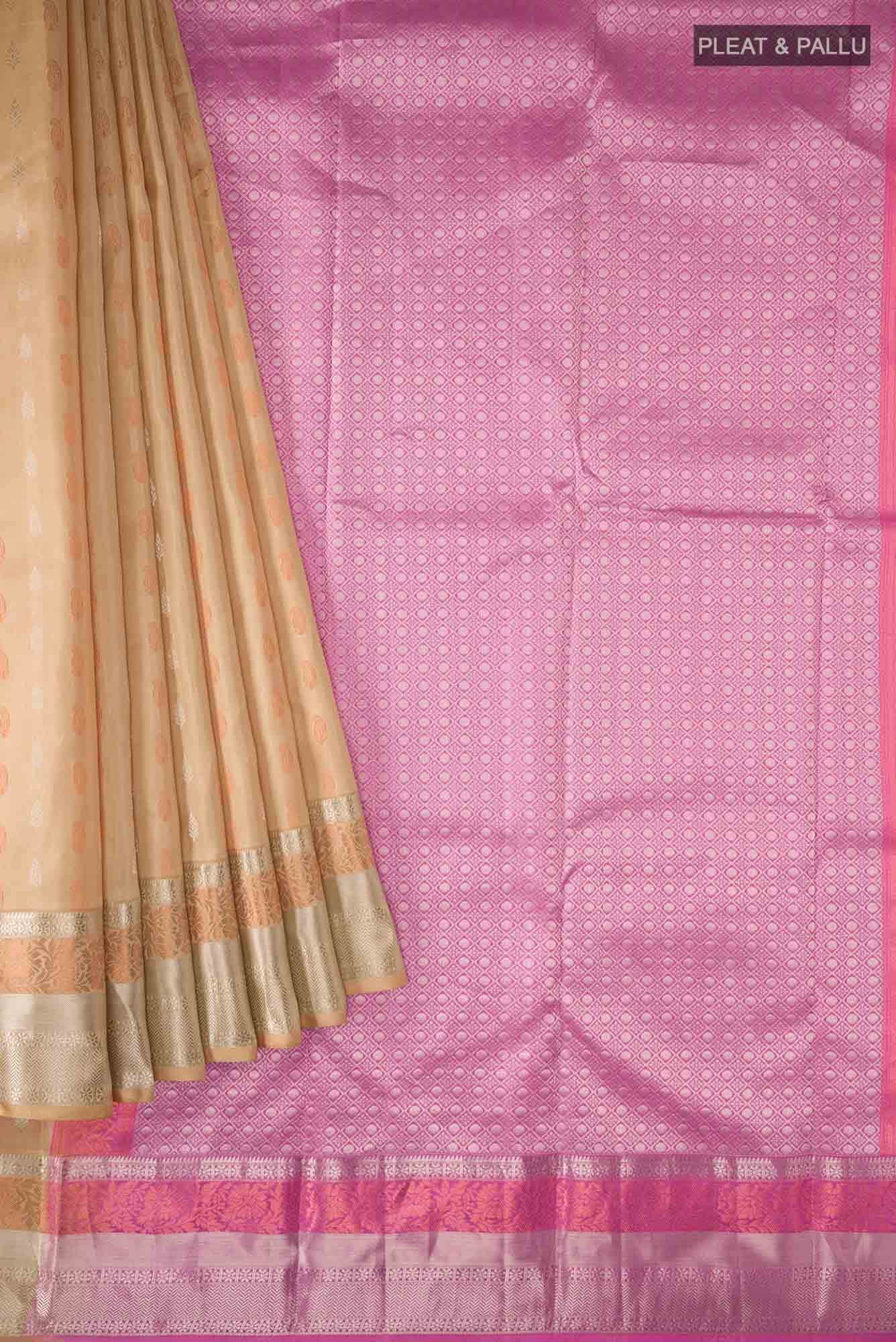 Beige Kanchipuram Silk Saree