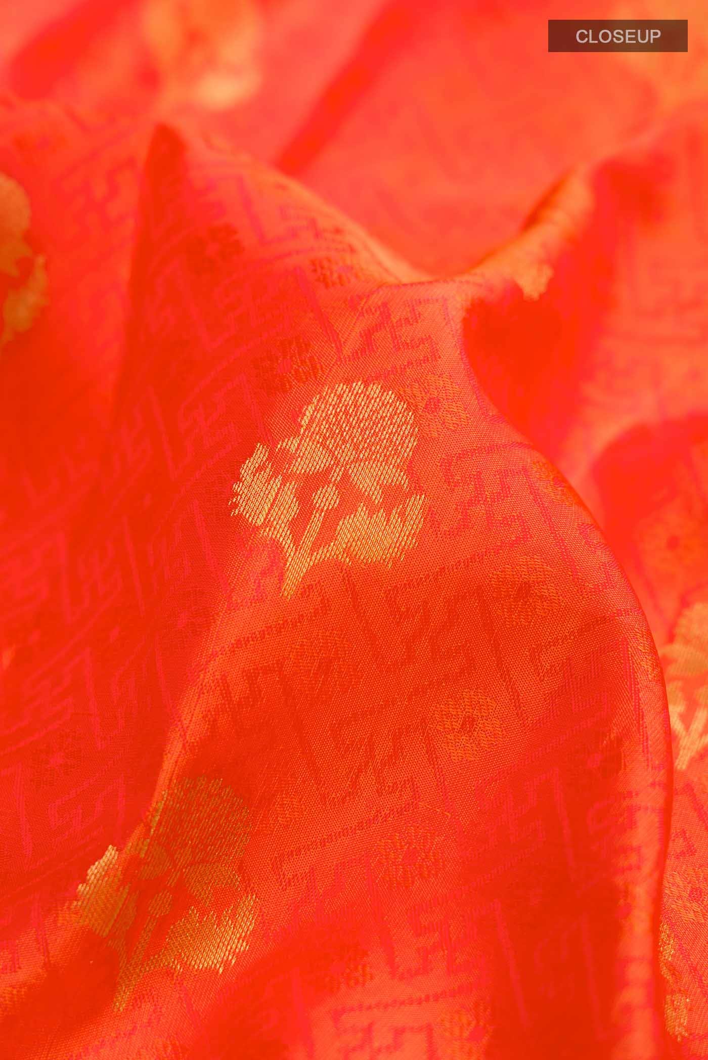 Orange Kanchipuram Silk Saree