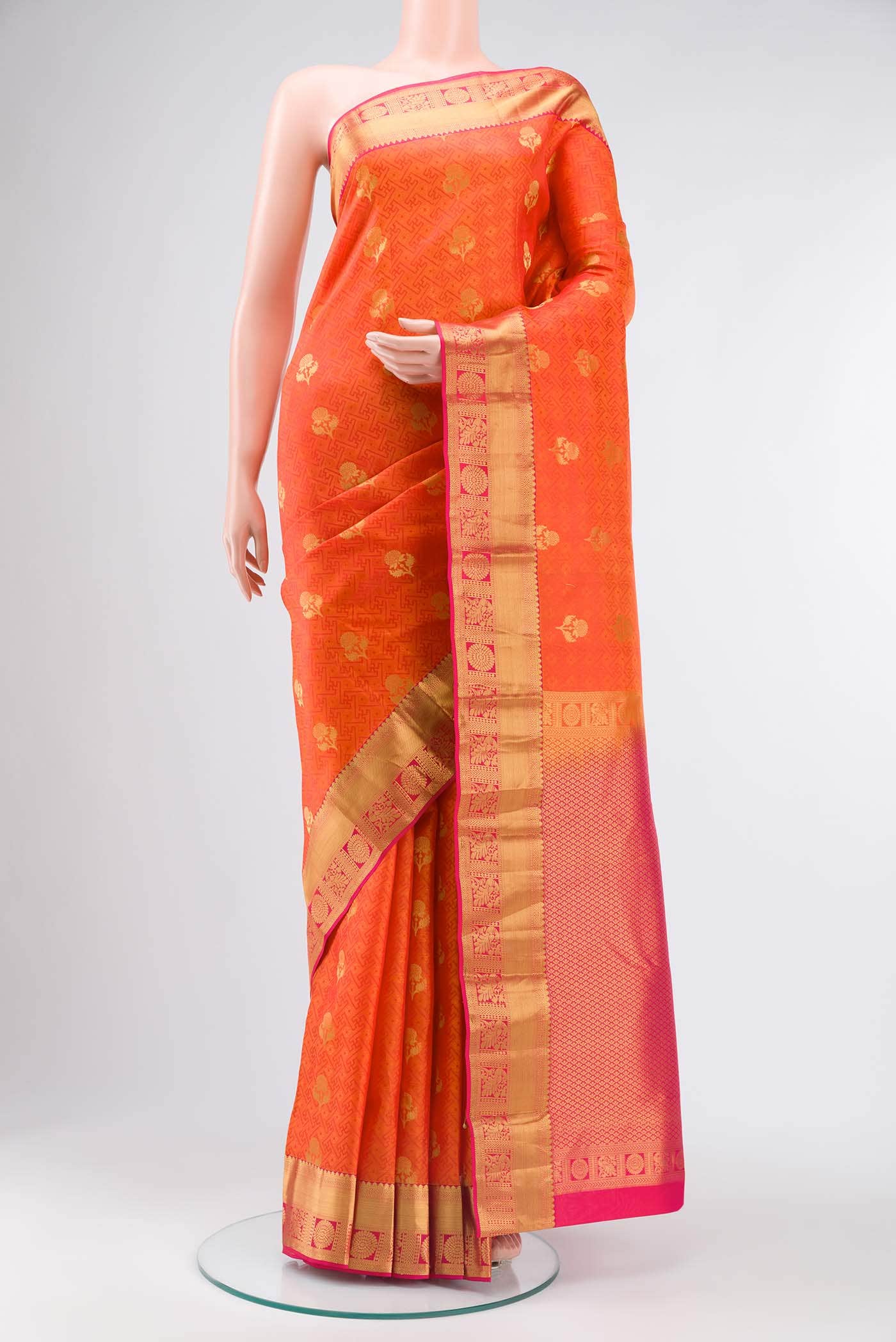 Orange Kanchipuram Silk Saree