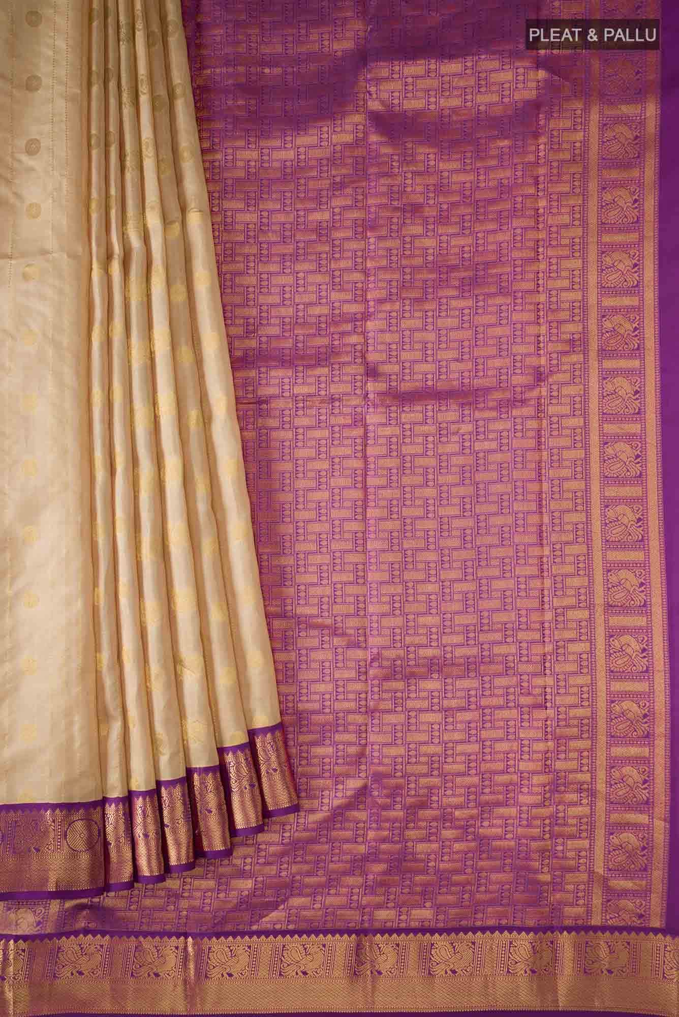Beige Kanchipuram Silk Saree