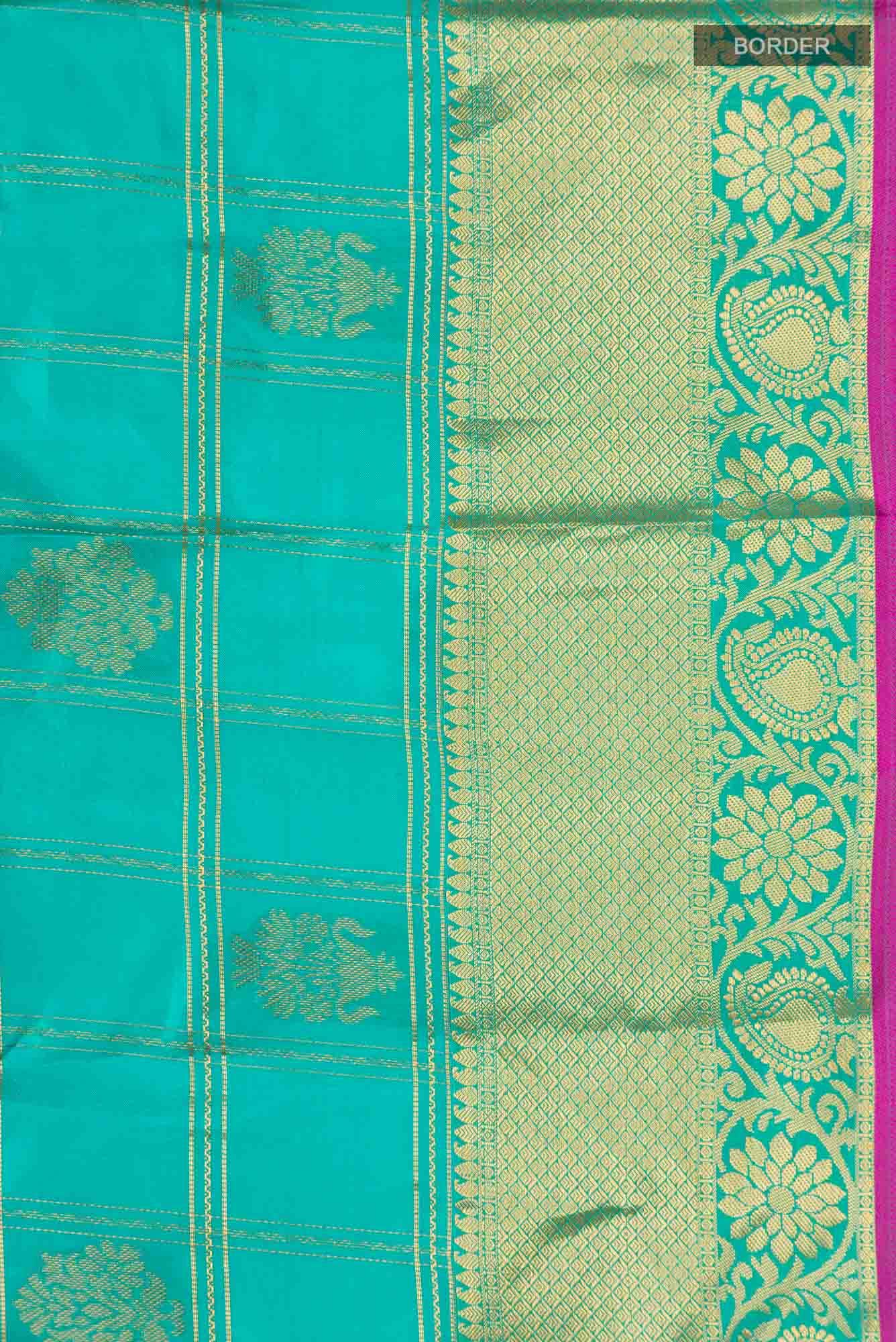 Turquoise Kanchipuram Silk Saree