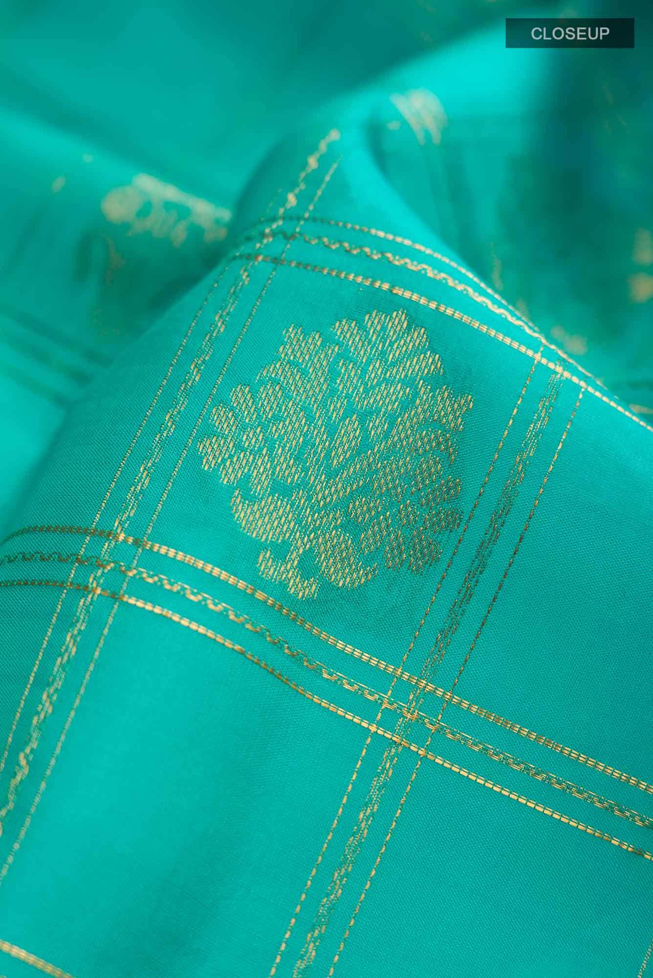 Turquoise Kanchipuram Silk Saree
