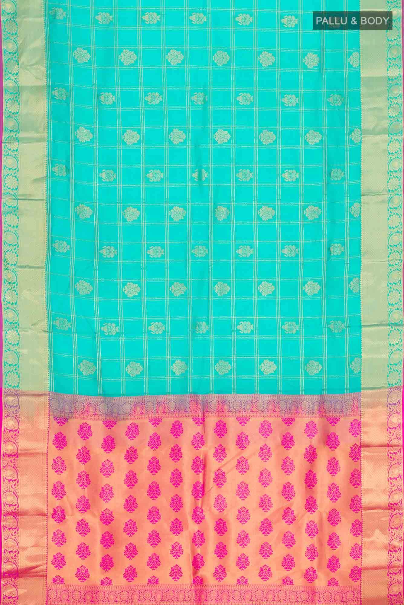 Turquoise Kanchipuram Silk Saree