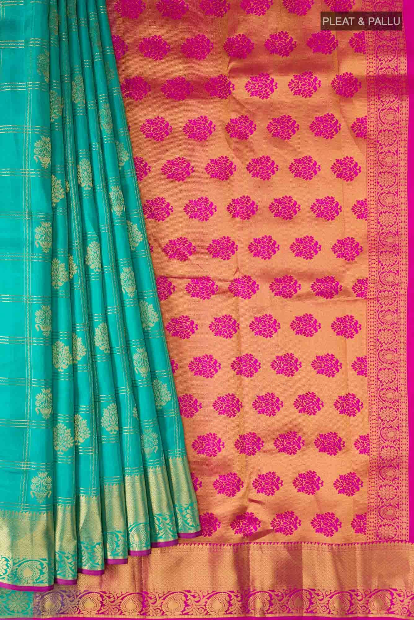 Turquoise Kanchipuram Silk Saree