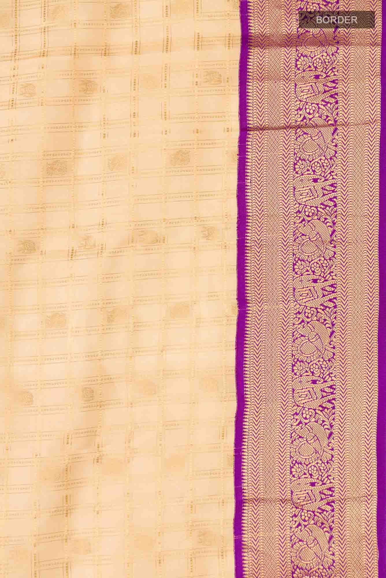 Beige Kanchipuram Silk Saree