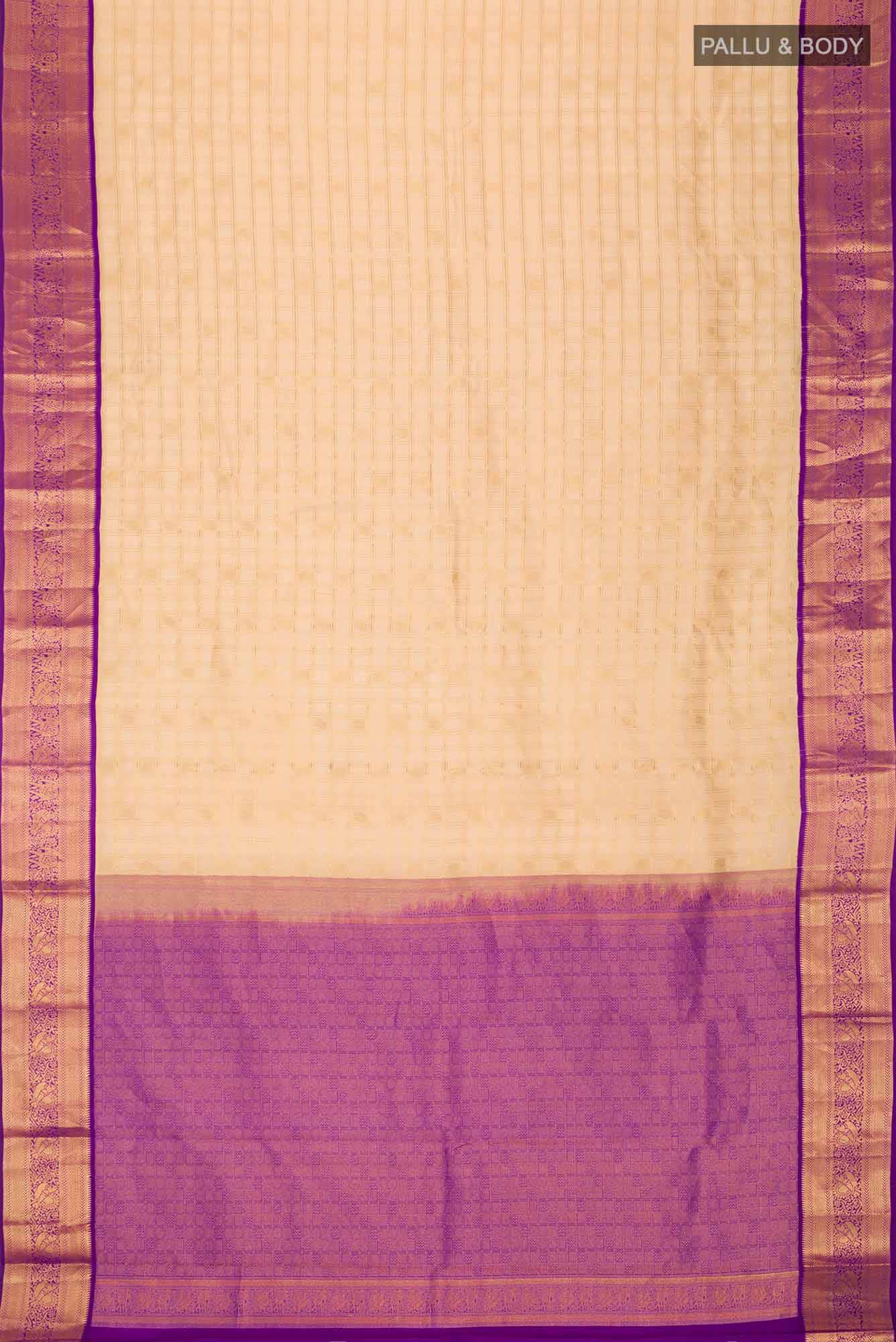 Beige Kanchipuram Silk Saree