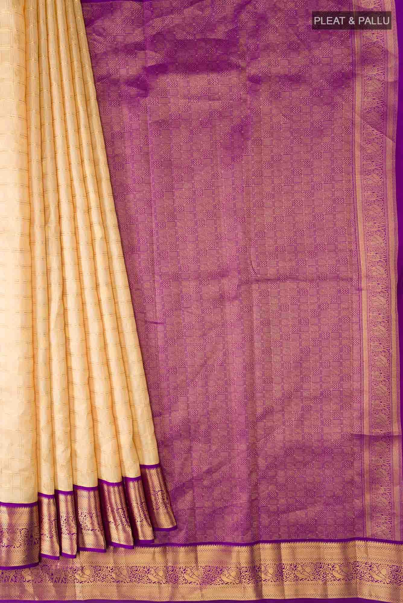 Beige Kanchipuram Silk Saree