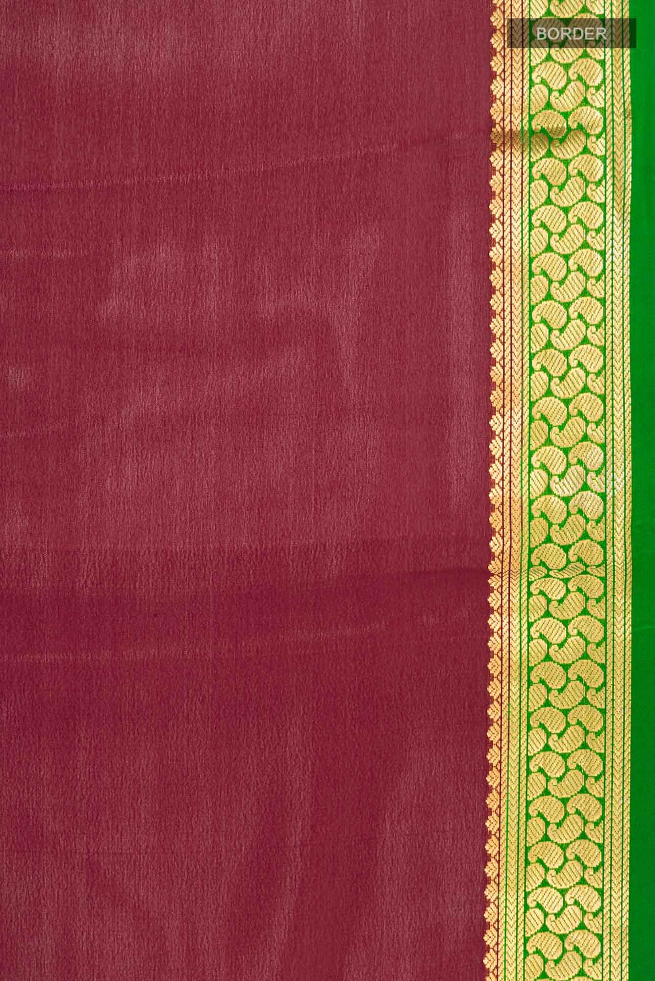 Maroon Mysore Crepe Saree