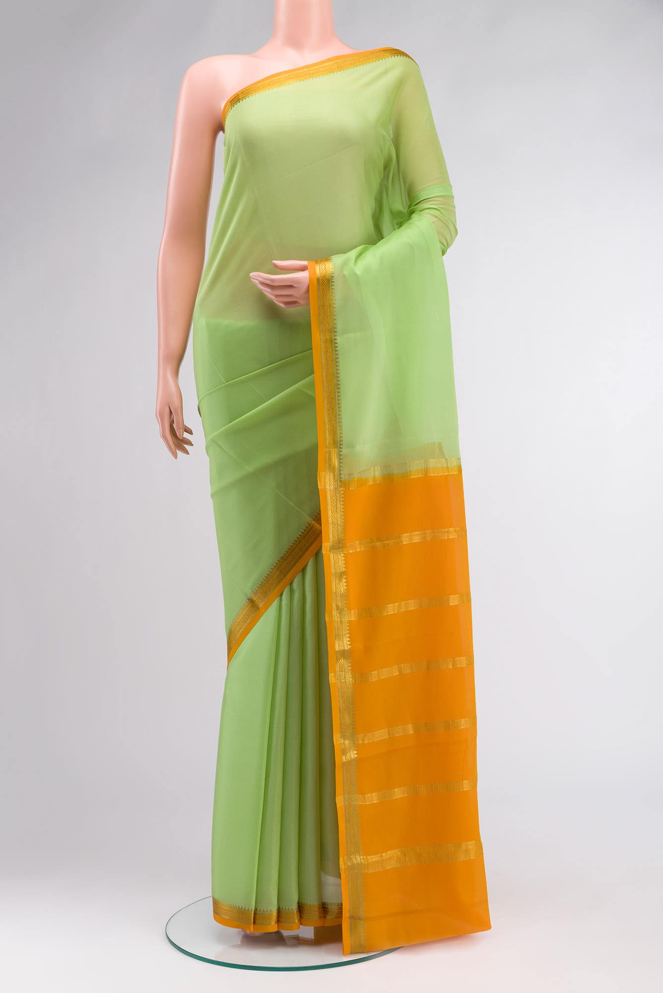 Light Green Mysore Crepe Saree