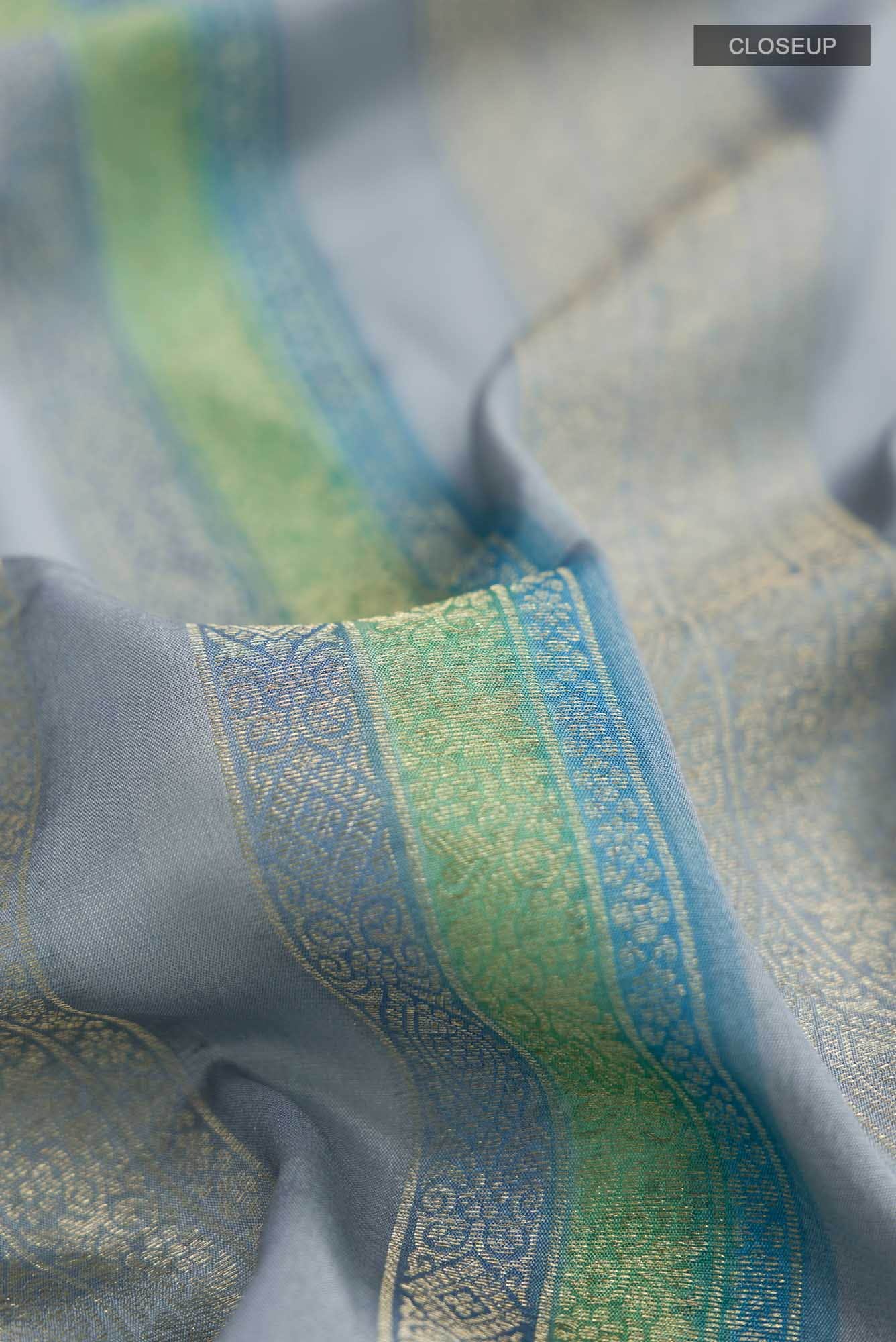 Grey Mysore Crepe Saree