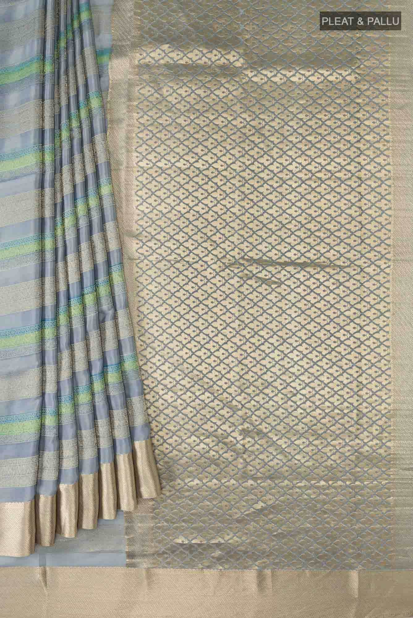 Grey Mysore Crepe Saree
