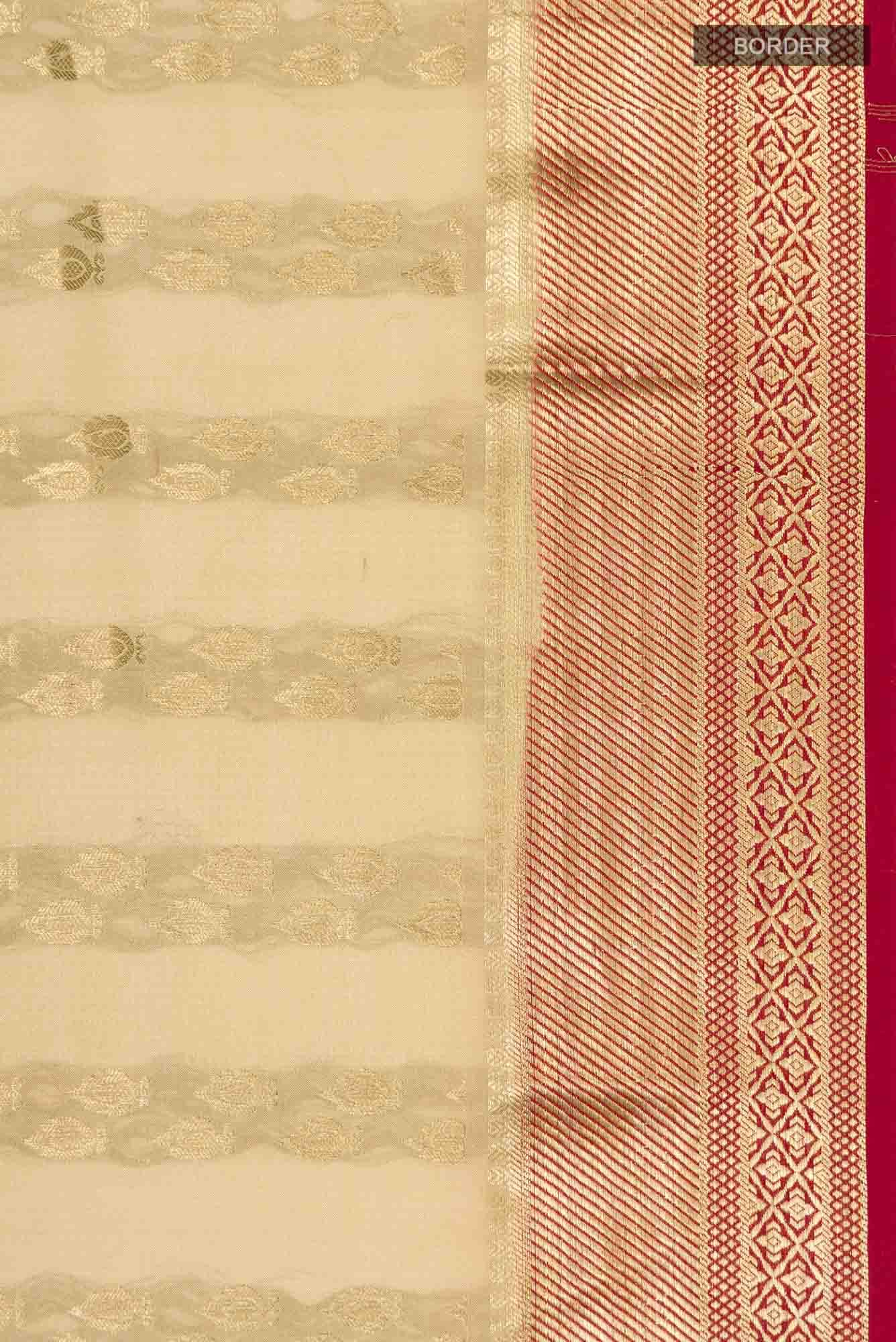 Beige Mysore Crepe Saree
