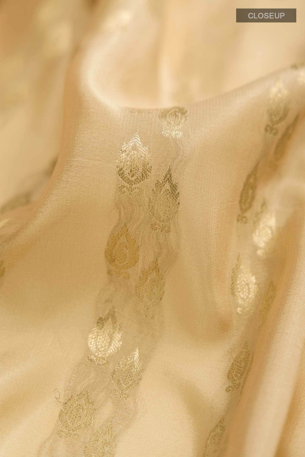 Beige Mysore Crepe Saree