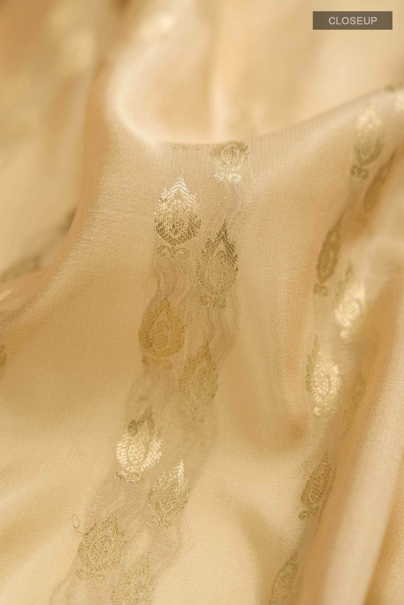 Beige Mysore Crepe Saree