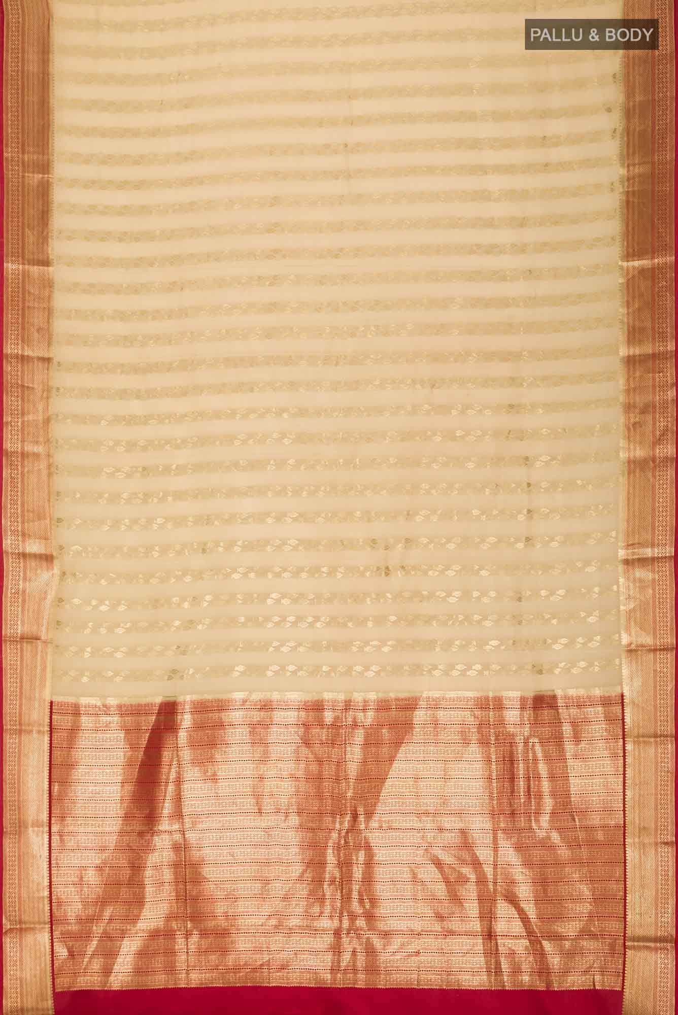 Beige Mysore Crepe Saree
