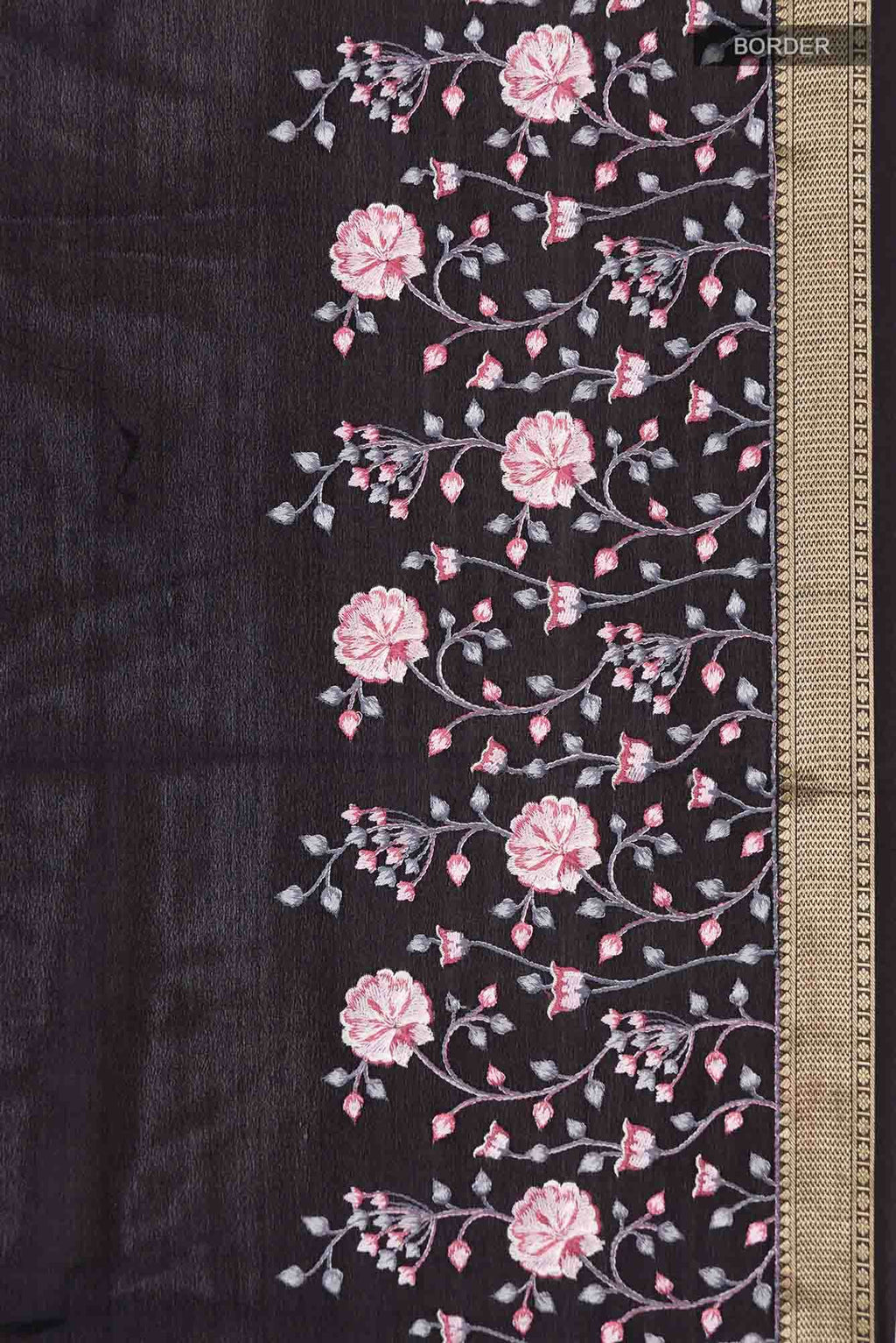Black Mysore Crepe Saree