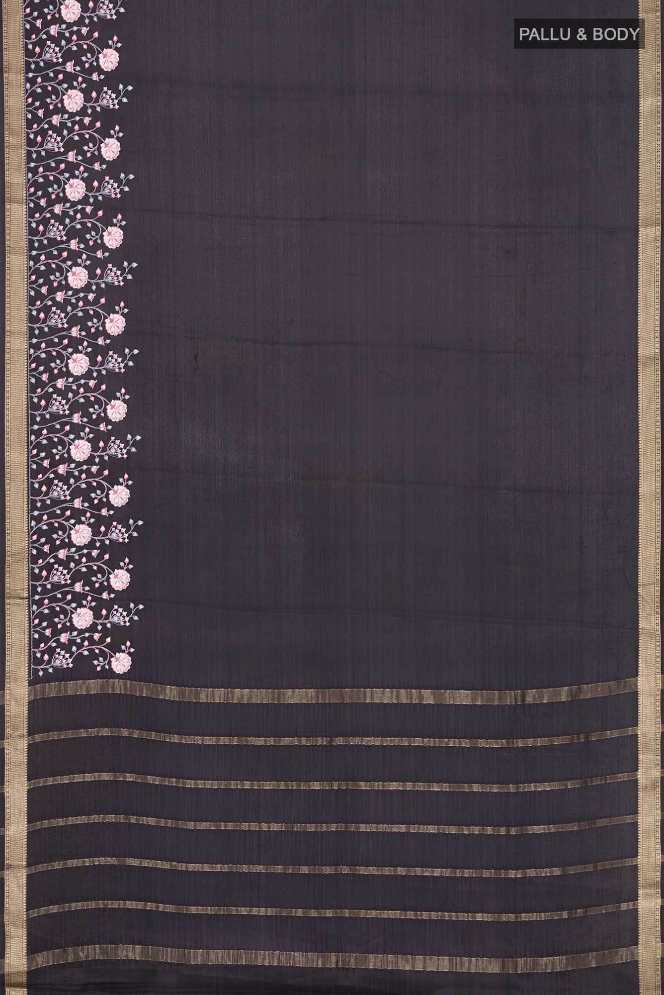 Black Mysore Crepe Saree