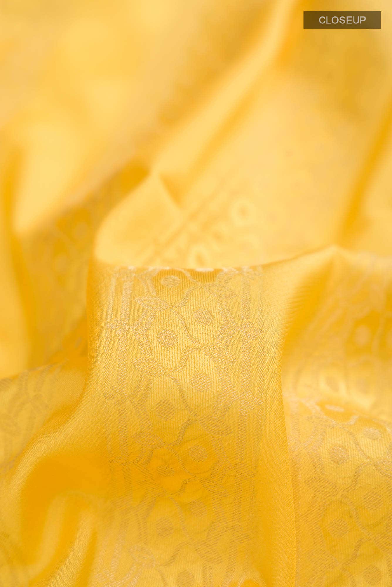Yellow Mysore Crepe Saree
