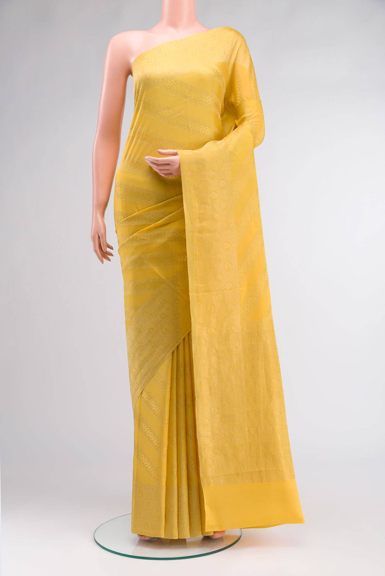 Yellow Mysore Crepe Saree