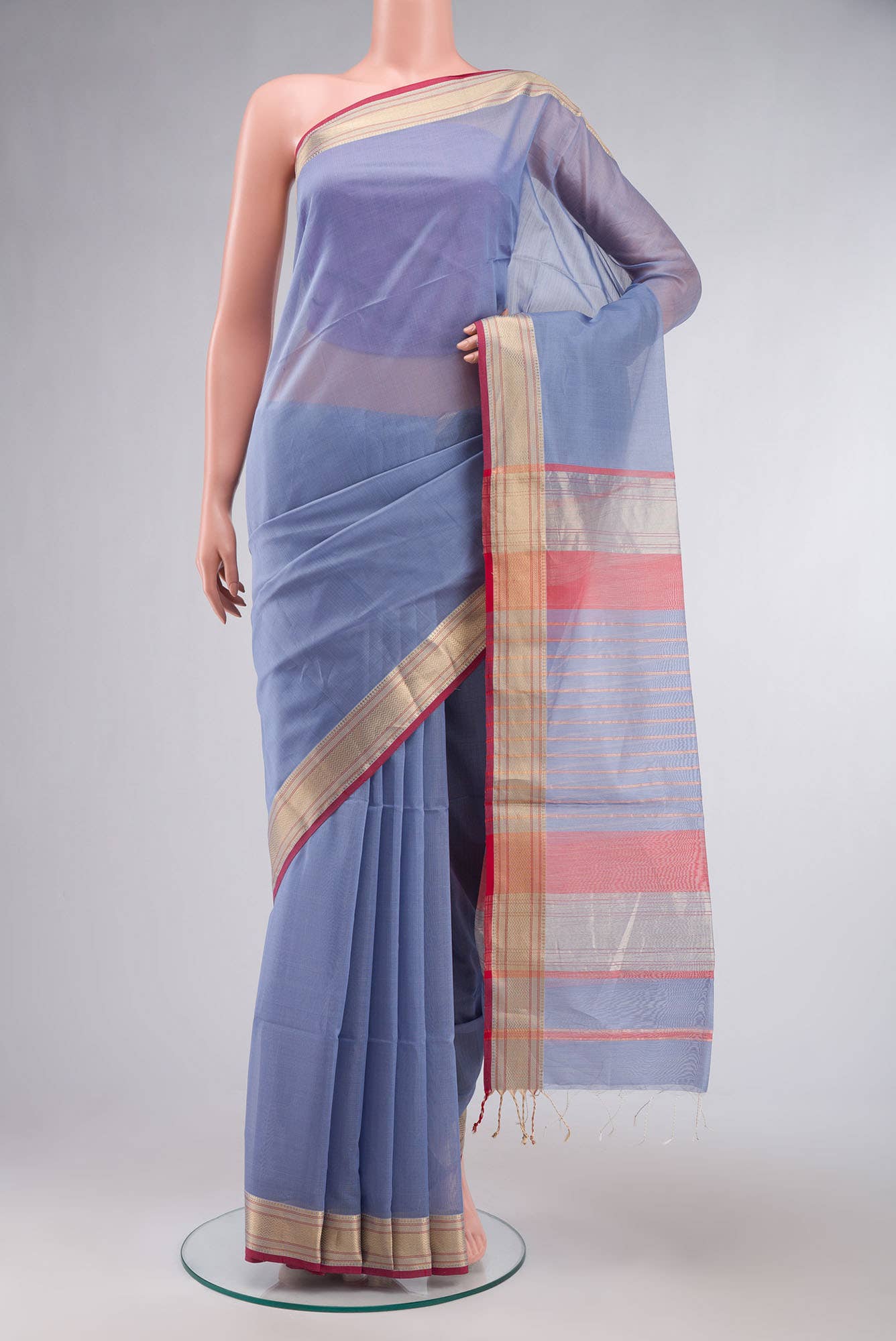 Blue Maheshwari Silk Cotton Saree