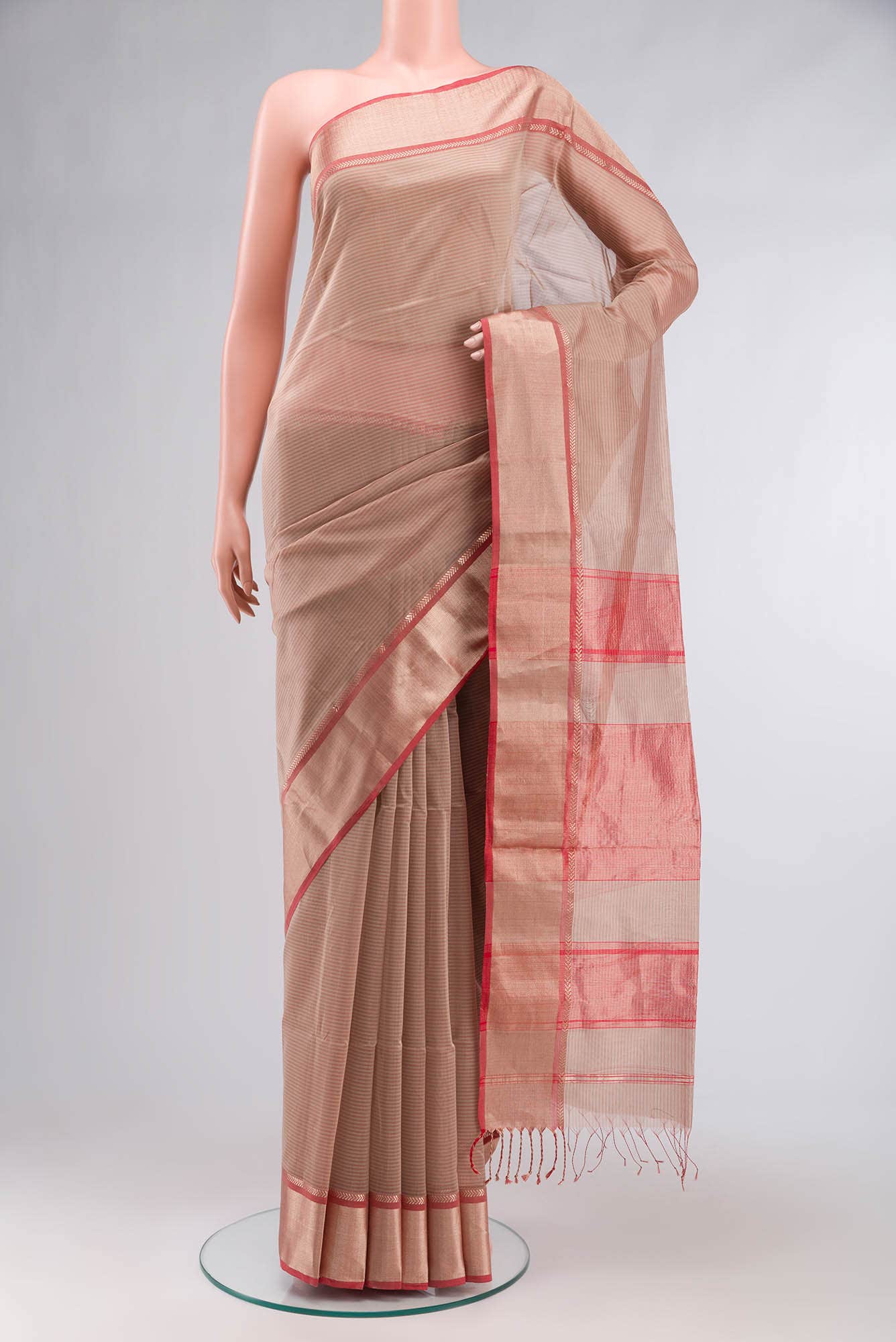 Pink Maheshwari Silk Cotton Saree