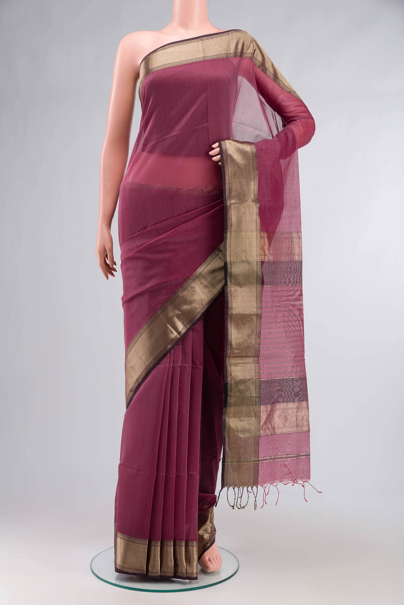 Mauve Maheshwari Silk Cotton Saree