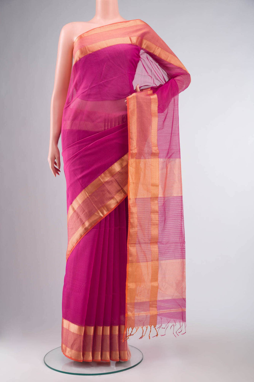 Pink Blended Maheshwari Silk Cotton Saree