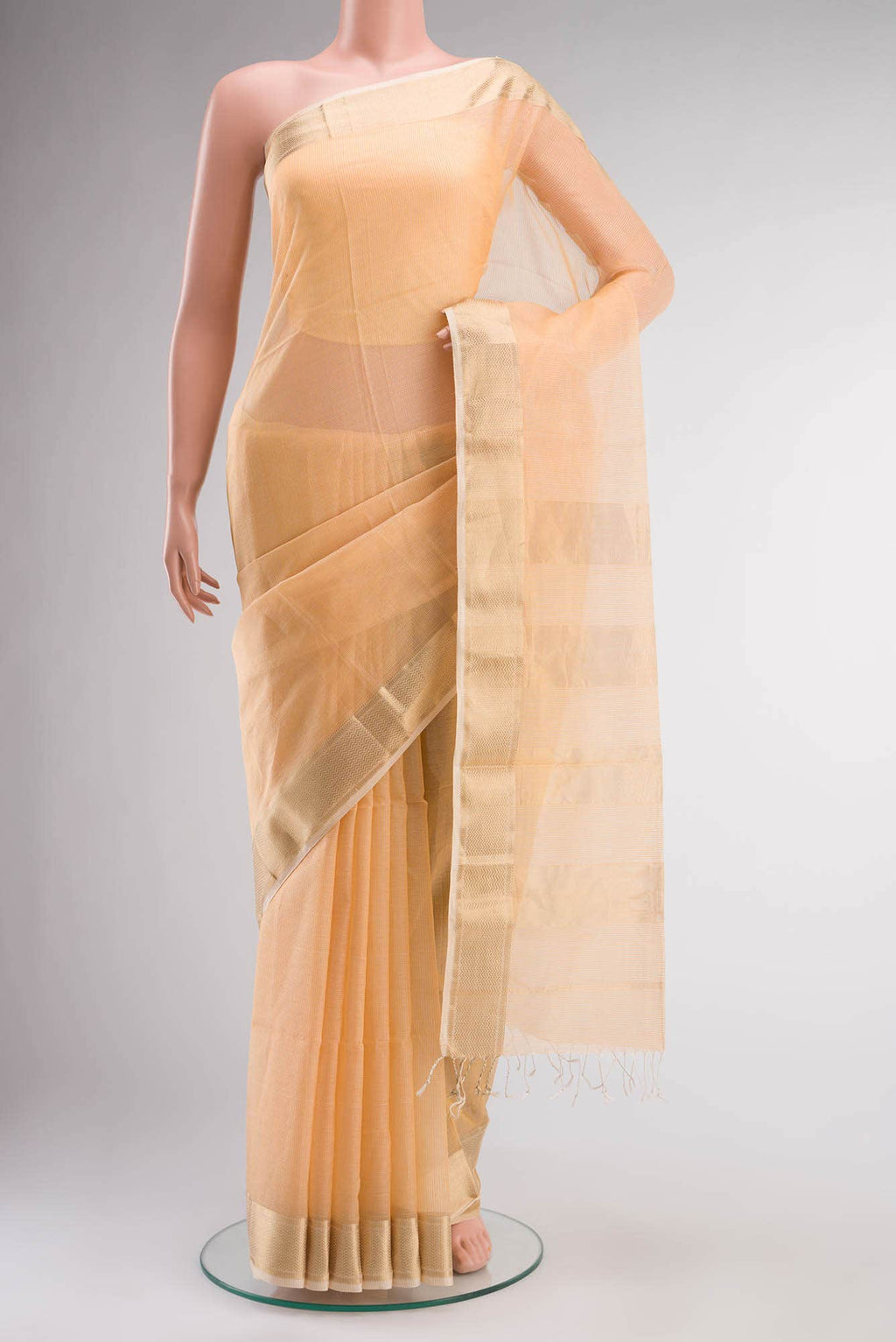 Orange Maheshwari Silk Cotton Saree