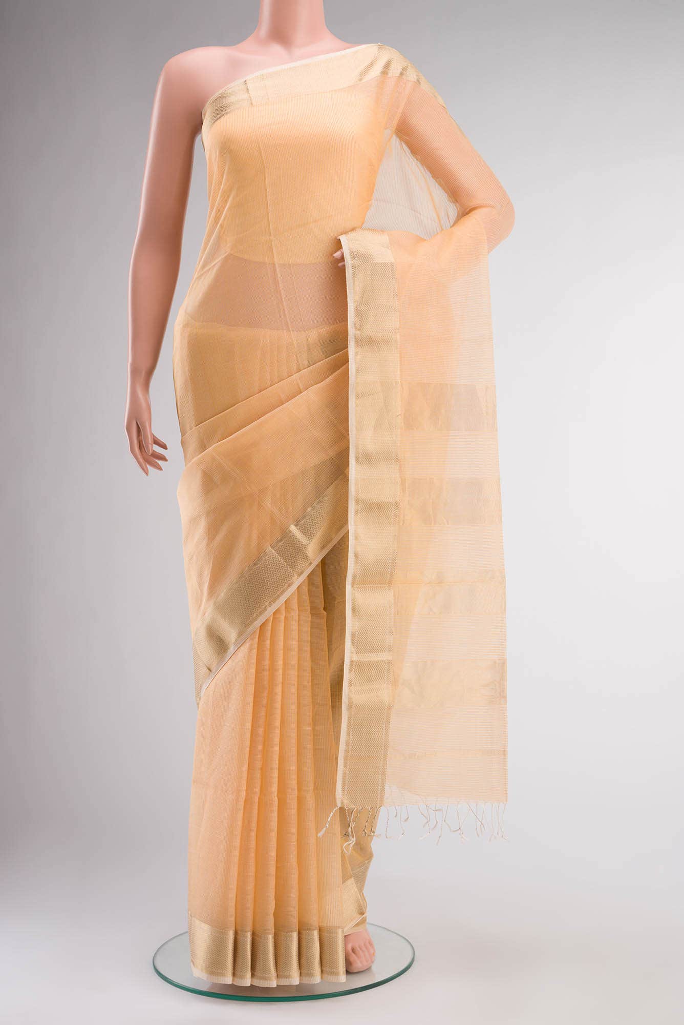Orange Maheshwari Silk Cotton Saree