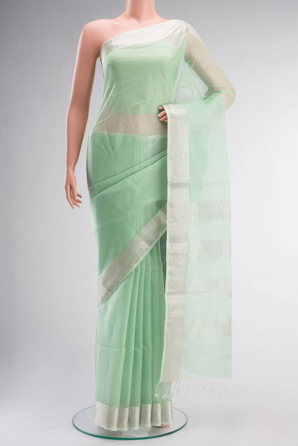 Pista Green Maheshwari Silk Cotton Saree