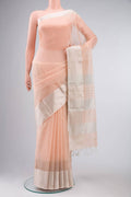Peach Maheshwari Silk Cotton Saree