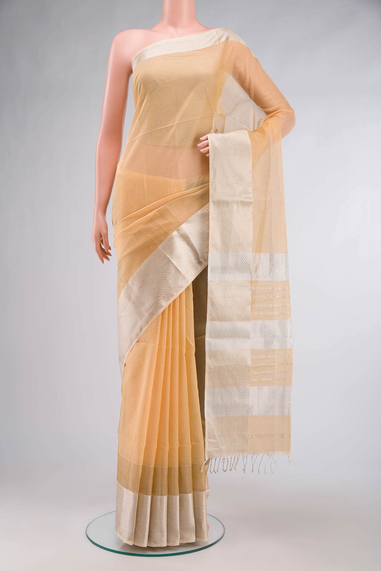 Orange Maheshwari Silk Cotton Saree