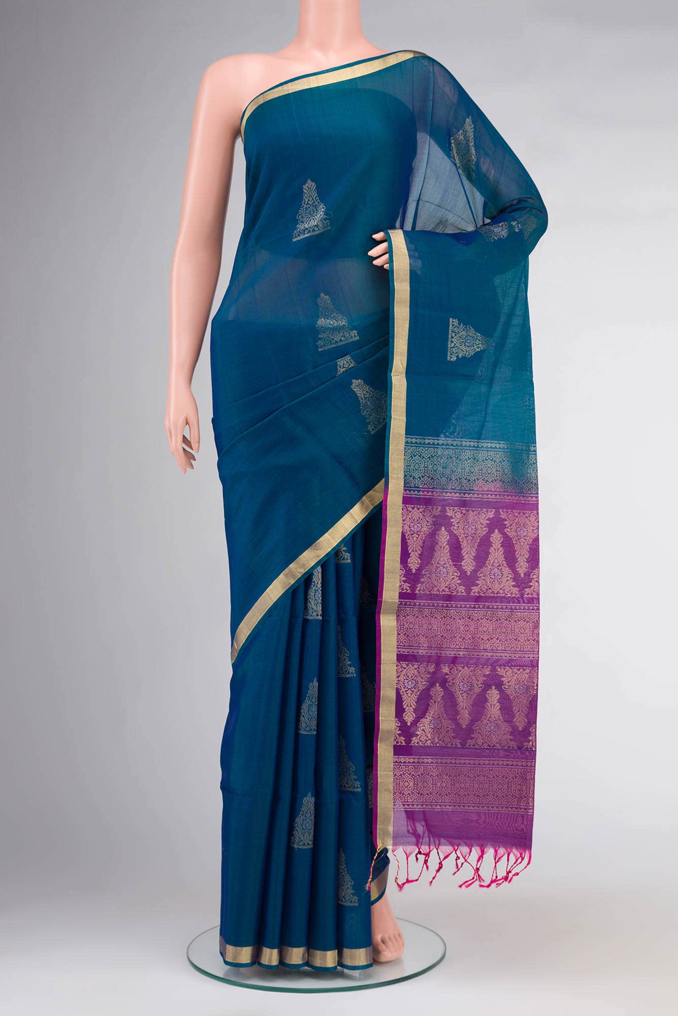 Blue Silk Cotton Saree