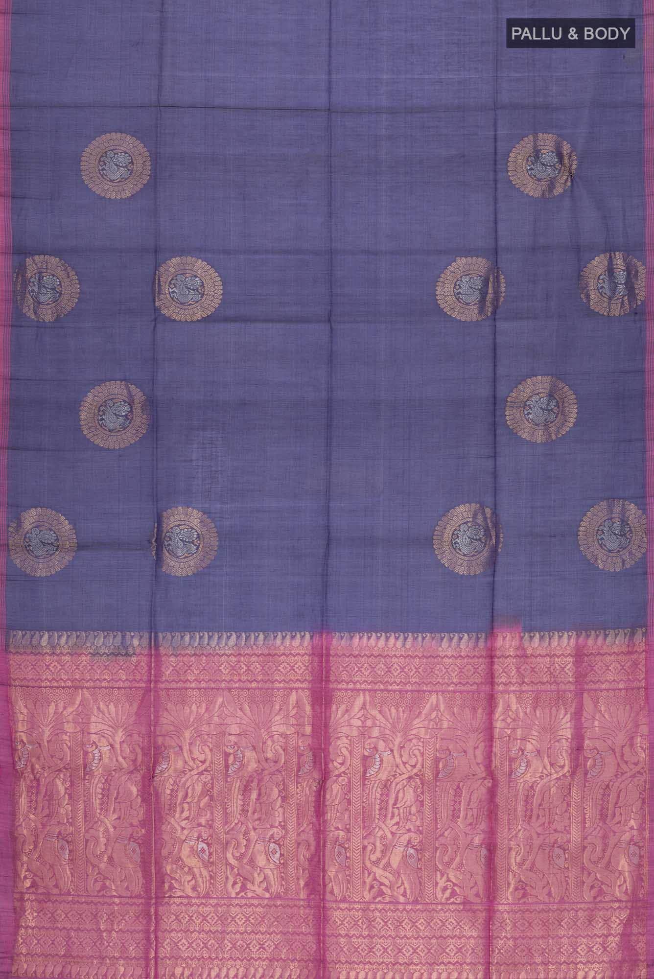 Navy Blue Silk Cotton Saree