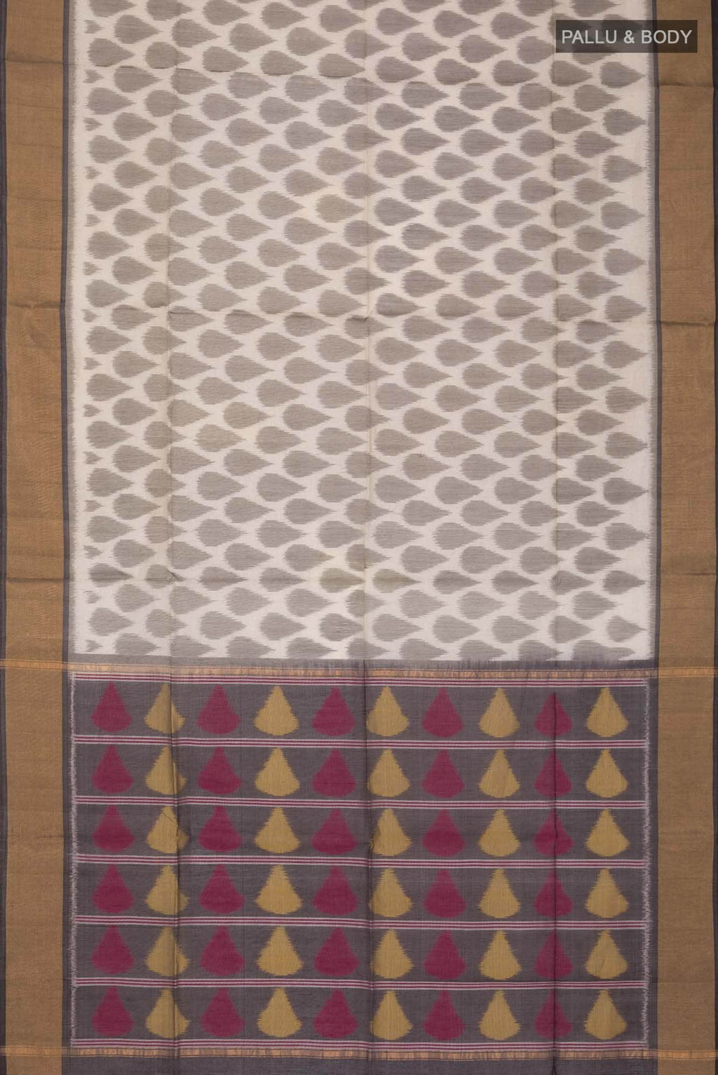 Beige Silk Cotton Saree