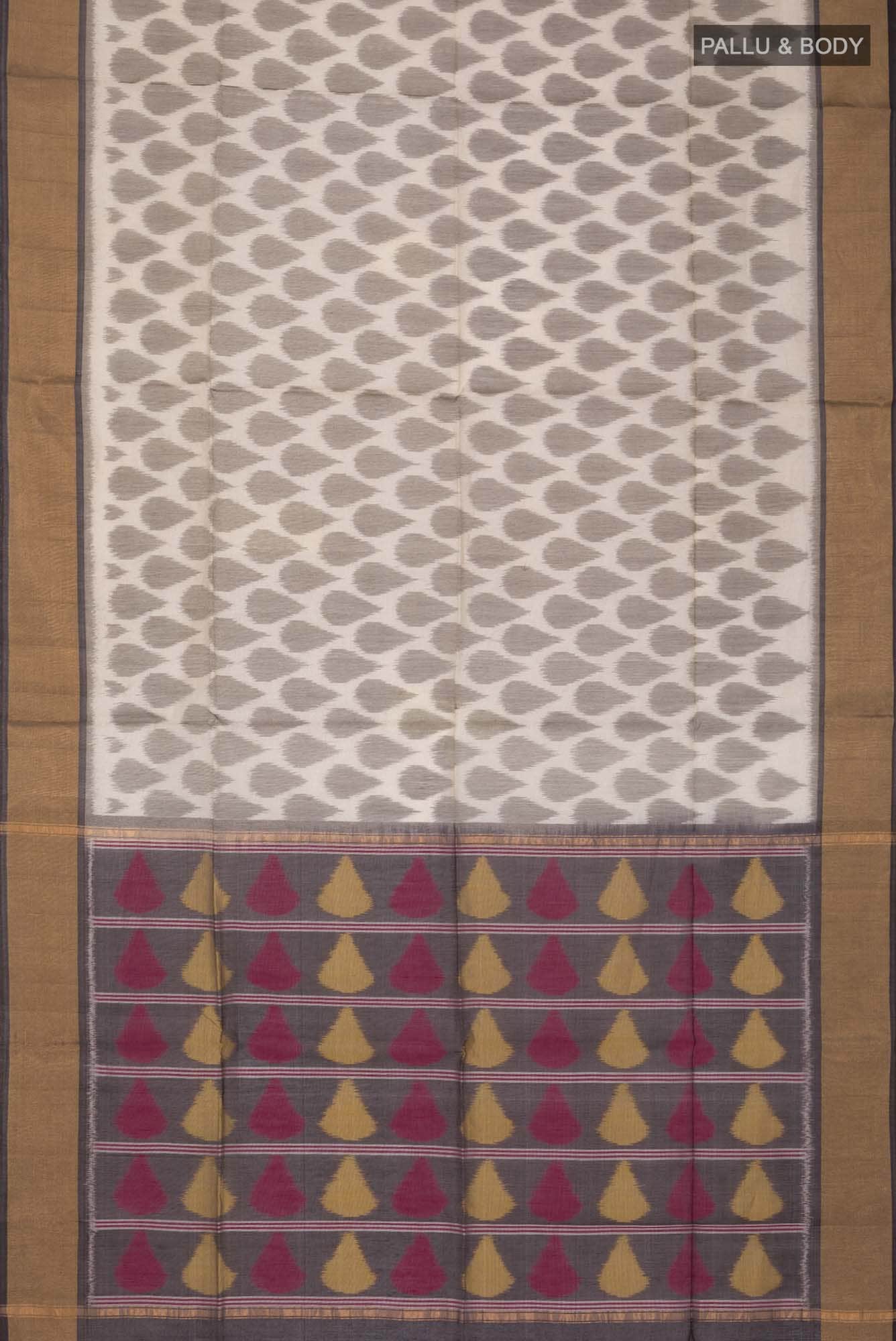 Beige Silk Cotton Saree