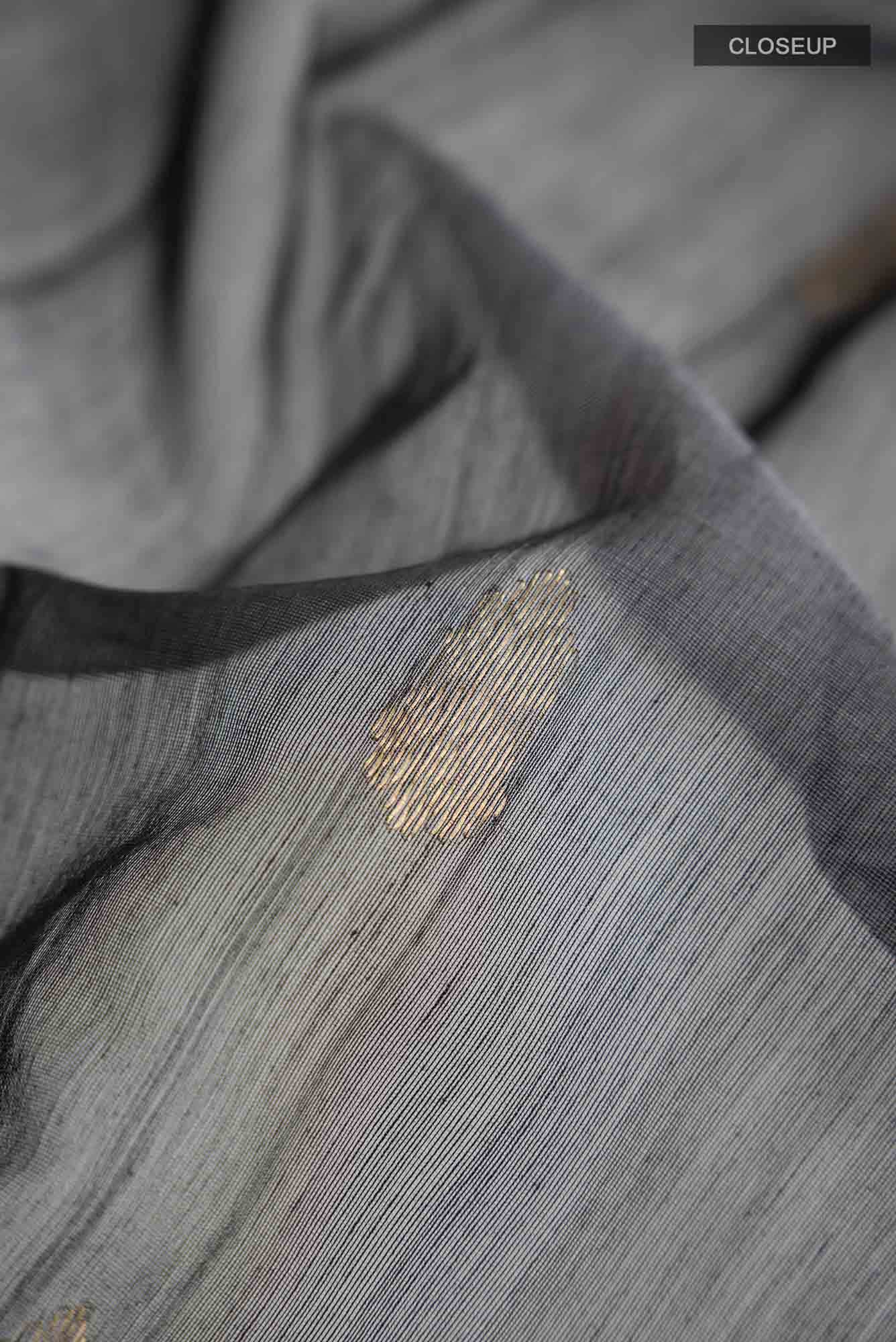 Grey Chanderi Silk Cotton Saree