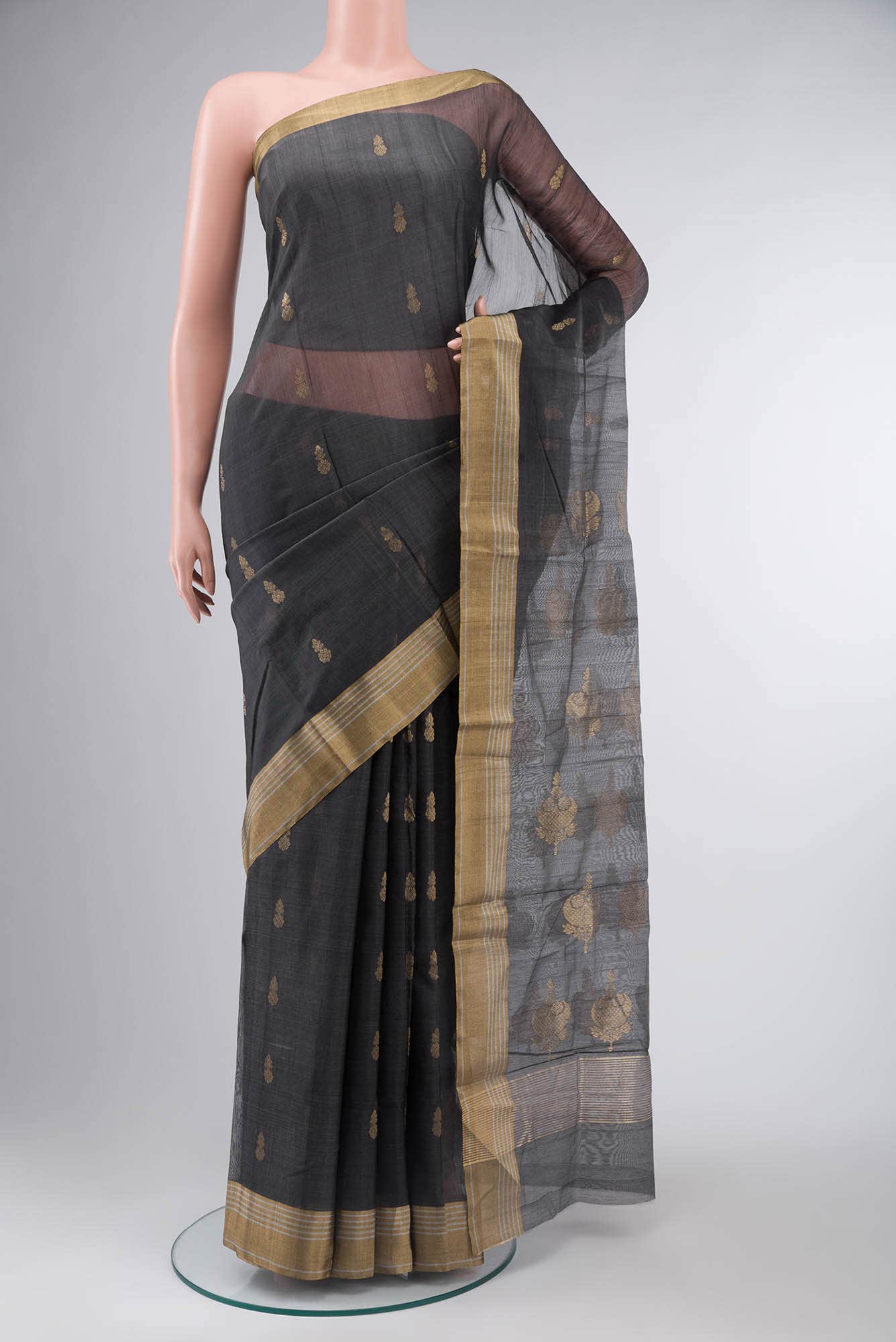 Grey Chanderi Silk Cotton Saree