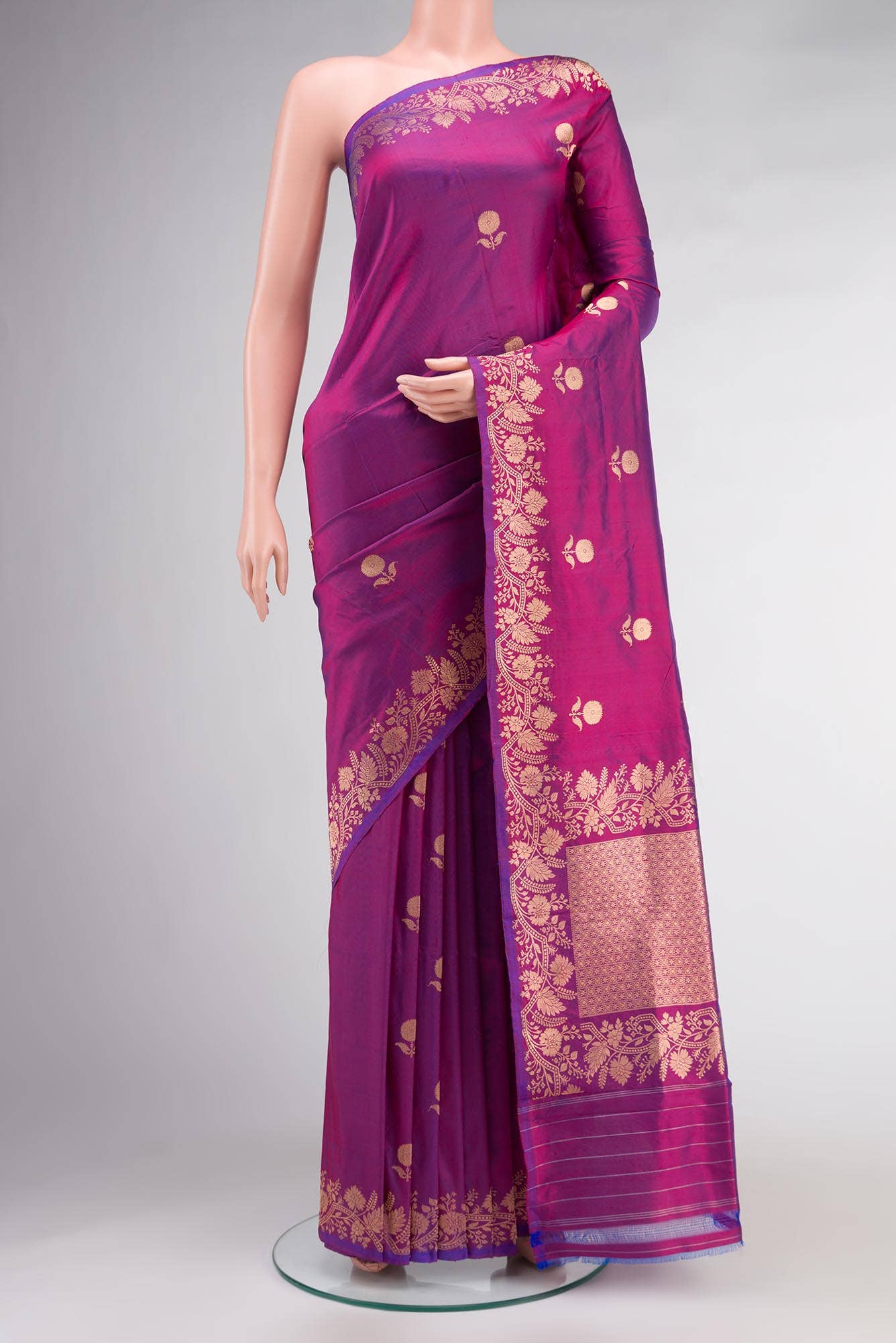Purple Banarasi Katan Silk Saree