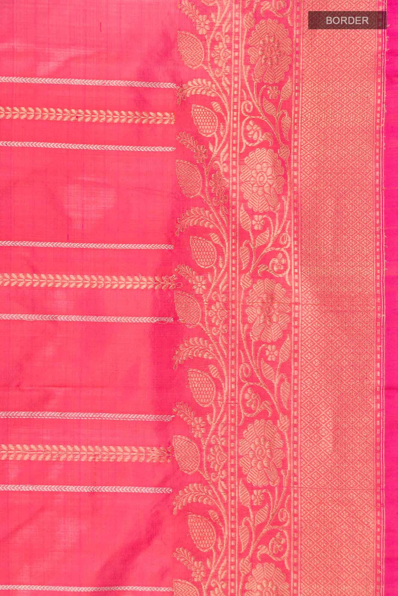 Orange with Pink Dual Tone Banarasi Katan Silk Saree