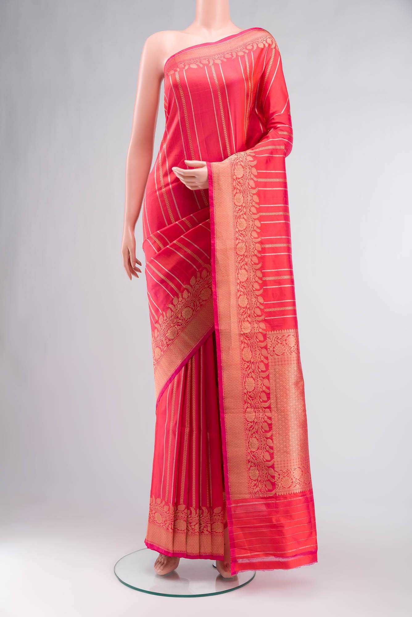 Orange with Pink Dual Tone Banarasi Katan Silk Saree