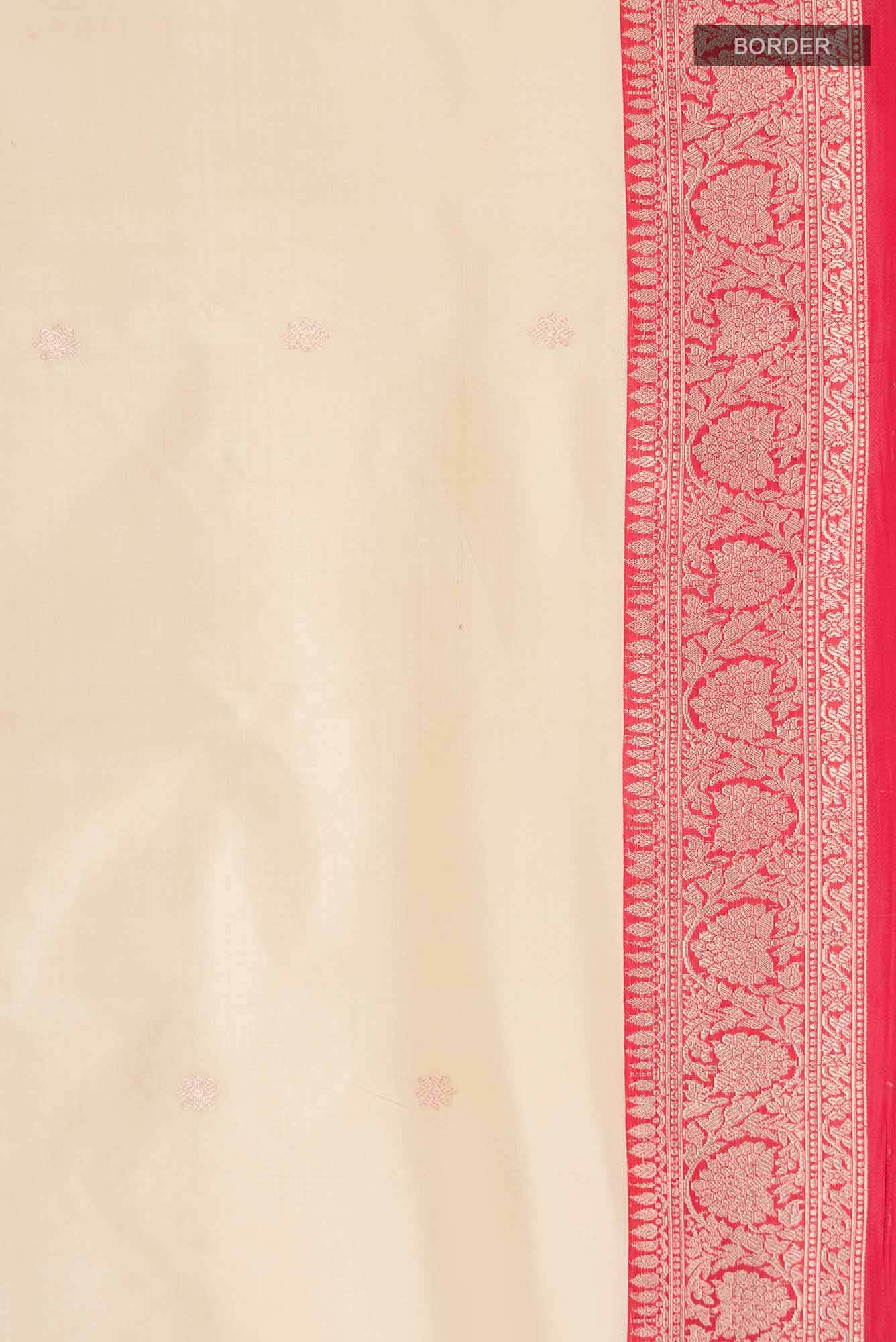 Cream Banarasi Katan Silk Saree
